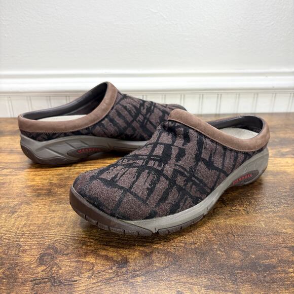 Merrell Size 8.5 Encore Clog Comfort Shoes Cushioned Brown Black Mule Slip On - Picture 12 of 12